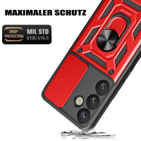 Outdoor Panzer Hülle für Samsung Galaxy S25 mit Kameraschutz Ringhalter in Rot