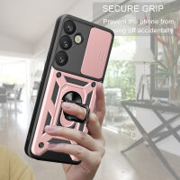 Outdoor Panzer Hülle für Samsung Galaxy S25 mit Kameraschutz Ringhalter in Rosegold