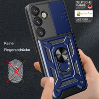 Outdoor Panzer Hülle für Samsung Galaxy S25+ mit Kameraschutz Ringhalter in Blau