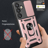 Outdoor Panzer Hülle für Samsung Galaxy S25+ mit Kameraschutz Ringhalter in Rosegold