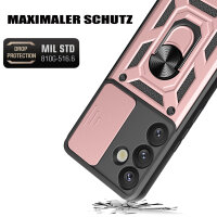 Outdoor Panzer Hülle für Samsung Galaxy S25+ mit Kameraschutz Ringhalter in Rosegold