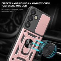 Outdoor Panzer Hülle für Samsung Galaxy S25+ mit Kameraschutz Ringhalter in Rosegold