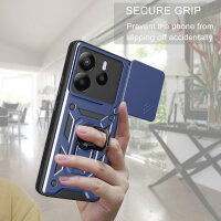 Outdoor Panzer Hülle für Xiaomi Redmi Note 14 4G Handyhülle Kameraschutz Ringhalter in Blau