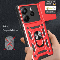 Outdoor Panzer Hülle für Xiaomi Redmi Note 14 4G Handyhülle Kameraschutz Ringhalter in Rot