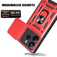 Outdoor Panzer Hülle für Xiaomi Redmi Note 14 4G Handyhülle Kameraschutz Ringhalter in Rot