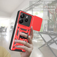 Outdoor Panzer Hülle für Xiaomi Redmi Note 14 4G Handyhülle Kameraschutz Ringhalter in Rot