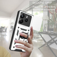 Outdoor Panzer Hülle für Xiaomi Redmi Note 14 4G Handyhülle Kameraschutz Ringhalter in Silber