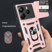 Outdoor Panzer Hülle für Xiaomi Redmi Note 14 5G Handyhülle Kameraschutz Ringhalter in Rosegold
