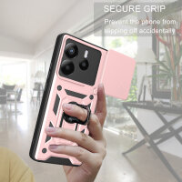 Outdoor Panzer Hülle für Xiaomi Redmi Note 14 5G Handyhülle Kameraschutz Ringhalter in Rosegold
