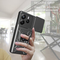 Outdoor Panzer Hülle für Xiaomi Redmi Note 14 5G Handyhülle Kameraschutz Ringhalter in Schwarz
