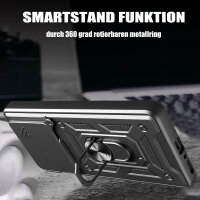 Outdoor Panzer Hülle für Xiaomi Redmi Note 14 5G Handyhülle Kameraschutz Ringhalter in Schwarz