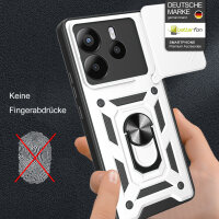 Outdoor Panzer Hülle für Xiaomi Redmi Note 14 5G Handyhülle Kameraschutz Ringhalter in Silber