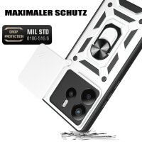 Outdoor Panzer Hülle für Xiaomi Redmi Note 14 5G Handyhülle Kameraschutz Ringhalter in Silber