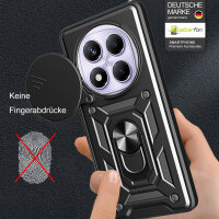 Outdoor Panzer Hülle für Xiaomi Redmi Note 14 Pro 4G Handyhülle Kameraschutz Ringhalter in Schwarz