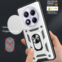 Outdoor Panzer Hülle für Xiaomi Redmi Note 14 Pro 4G Handyhülle Kameraschutz Ringhalter in Silber