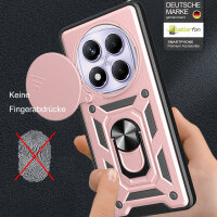 Outdoor Panzer Hülle für Xiaomi Redmi Note 14 Pro 5G Handyhülle Kameraschutz Ringhalter in Rosegold