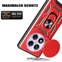 Outdoor Panzer Hülle für Xiaomi Redmi Note 14 Pro+ Handyhülle Kameraschutz Ringhalter in Rot
