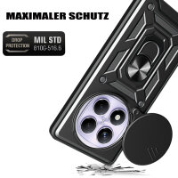 Outdoor Panzer Hülle für Xiaomi Redmi Note 14 Pro+ Handyhülle Kameraschutz Ringhalter in Schwarz