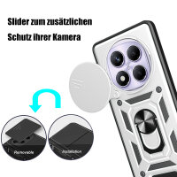 Outdoor Panzer Hülle für Xiaomi Redmi Note 14 Pro+ Handyhülle Kameraschutz Ringhalter in Silber