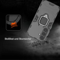 Handyhülle für Samsung Galaxy S25 Ring Case Hülle Outdoor Back Cover Bumper in Schwarz