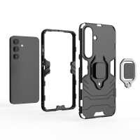 Handyhülle für Samsung Galaxy S25 Ring Case Hülle Outdoor Back Cover Bumper in Schwarz