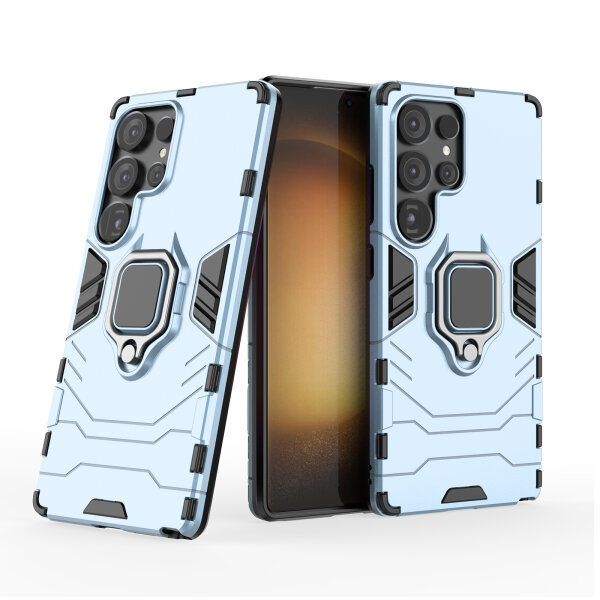Handyhülle für Samsung Galaxy S25 Ultra Ring Case Hülle Outdoor Back Cover Bumper in Türkis