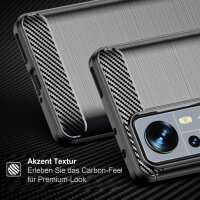 Handyhülle für Xiaomi 12 / 12X / 12 Pro 5G – Silikon Carbon Bumper Case Schwarz