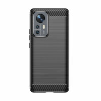 Handyhülle für Xiaomi 12 / 12X / 12 Pro 5G – Silikon Carbon Bumper Case Schwarz