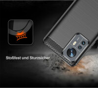 Handyhülle für Xiaomi 12 / 12X / 12 Pro 5G – Silikon Carbon Bumper Case Schwarz