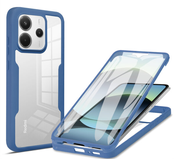360° Grad Hülle für Xiaomi Redmi Note 14 4G vollschutz Integriertem Displayschutz in Blau