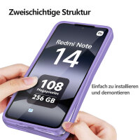 360° Grad Hülle für Xiaomi Redmi Note 14 4G vollschutz Integriertem Displayschutz in Lila