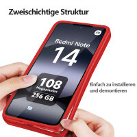 360° Grad Hülle für Xiaomi Redmi Note 14 4G vollschutz Integriertem Displayschutz in Rot