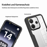 360° Grad Hülle für Xiaomi Redmi Note 14 4G vollschutz Integriertem Displayschutz in Schwarz