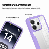 360° Grad Hülle für Xiaomi Redmi Note 14 5G vollschutz Integriertem Displayschutz in Lila