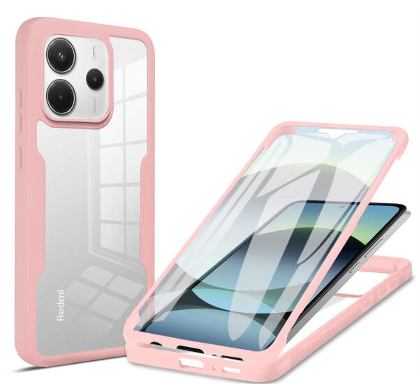 360° Grad Hülle für Xiaomi Redmi Note 14 5G vollschutz Integriertem Displayschutz in Rosa