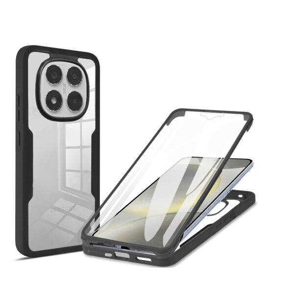 360° Grad Hülle für Xiaomi Redmi Note 14 Pro 4G vollschutz Integriertem Displayschutz in Schwarz