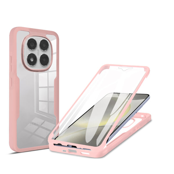 360° Grad Hülle für Xiaomi Redmi Note 14 Pro 5G / Redmi Note 14 Pro+vollschutz Integriertem Displayschutz in Rosa
