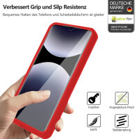 360° Grad Hülle für Xiaomi Redmi Note 14 Pro 5G / Redmi Note 14 Pro+ vollschutz Integriertem Displayschutz in Rot