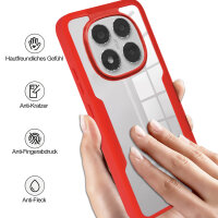 360° Grad Hülle für Xiaomi Redmi Note 14 Pro 5G / Redmi Note 14 Pro+ vollschutz Integriertem Displayschutz in Rot
