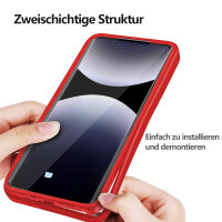 360° Grad Hülle für Xiaomi Redmi Note 14 Pro 5G / Redmi Note 14 Pro+ vollschutz Integriertem Displayschutz in Rot