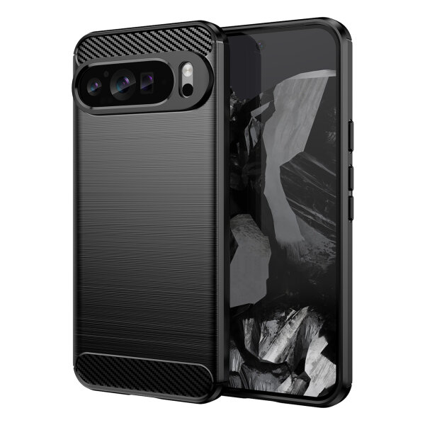 Carbon Hülle für Google Pixel 9 Pro XL Handyhülle Handy Tasche Backcover Bumper