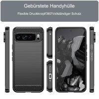 Carbon Hülle für Google Pixel 9 Pro XL Handyhülle Handy Tasche Backcover Bumper