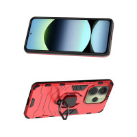 Hülle für Xiaomi Redmi Note 14 5G Handyhülle Drehbar Ringhalter Magnet Bumper Case in Rot