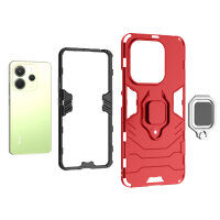 Hülle für Xiaomi Redmi Note 14 5G Handyhülle Drehbar Ringhalter Magnet Bumper Case in Rot