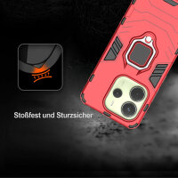 Hülle für Xiaomi Redmi Note 14 5G Handyhülle Drehbar Ringhalter Magnet Bumper Case in Rot
