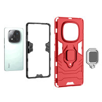 Hülle für Xiaomi Redmi Note 14 Pro 4G Handyhülle Drehbar Ringhalter Magnet Bumper Case in Rot