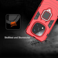 Hülle für Xiaomi Redmi Note 14 Pro 4G Handyhülle Drehbar Ringhalter Magnet Bumper Case in Rot