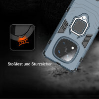 Hülle für Xiaomi Redmi Note 14 Pro 4G Handyhülle Drehbar Ringhalter Magnet Bumper Case in Türkis