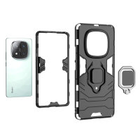 Hülle für Xiaomi Redmi Note 14 Pro 5G Handyhülle Drehbar Ringhalter Magnet Bumper Case in Schwarz