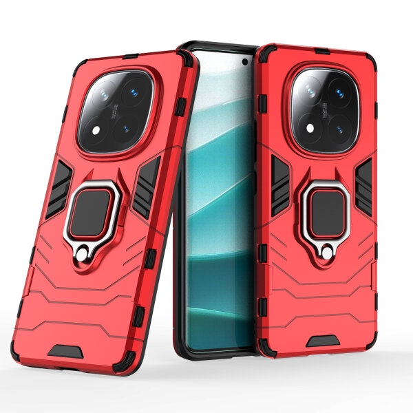 Hülle für Xiaomi Redmi Note 14 Pro+ Handyhülle Drehbar Ringhalter Magnet Bumper Case in Rot